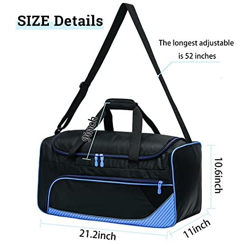 21 inch Mens Gym Bag Ultimate Large Overnight Weekender Duffle Bag for Travel Sport (Blue/Black)