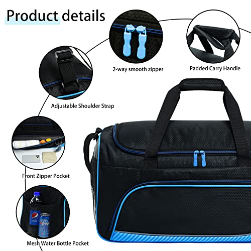 21 inch Mens Gym Bag Ultimate Large Overnight Weekender Duffle Bag for Travel Sport (Blue/Black)