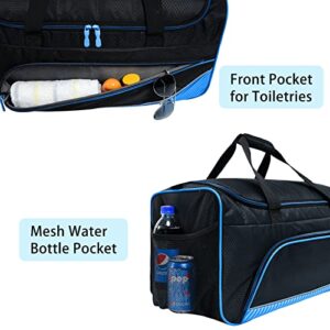 21 inch Mens Gym Bag Ultimate Large Overnight Weekender Duffle Bag for Travel Sport (Blue/Black)