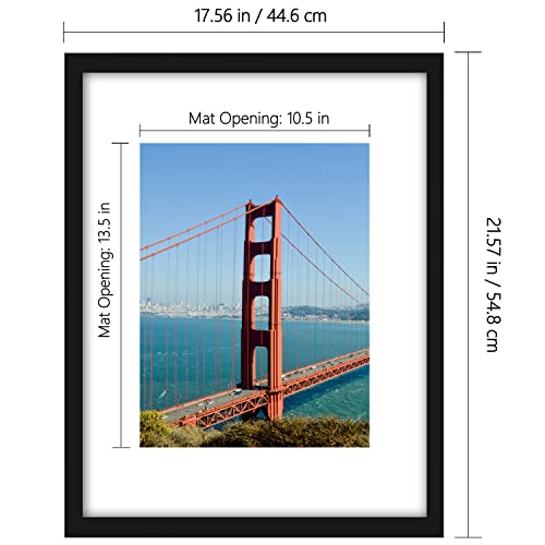 PEALSN 16x20 Picture Frame Set of 2, Poster Frames for Wall Decor, Display Pictures 11 x 14 with Mat or 16 x 20 Without Mat for Wall Mounting Display, Black.