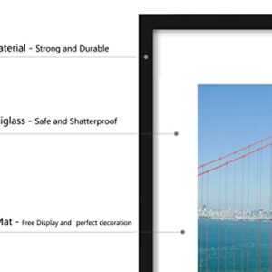 PEALSN 16x20 Picture Frame Set of 2, Poster Frames for Wall Decor, Display Pictures 11 x 14 with Mat or 16 x 20 Without Mat for Wall Mounting Display, Black.