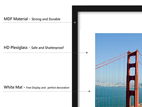 PEALSN 16x20 Picture Frame Set of 2, Poster Frames for Wall Decor, Display Pictures 11 x 14 with Mat or 16 x 20 Without Mat for Wall Mounting Display, Black.