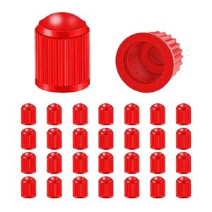 30pcs tire valve caps, plastic dust proof air caps cover for car tyre, airtight seal stem covers with o rubber ring, auto accessories universal for trucks, motorcycles, bicycles, suv (red)