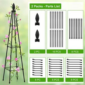 2 Packs Garden Trellis for Climbing Plants Outdoor, deaunbr Plant Support Tower Obelisk Trellis Garden Trellises for Vines, Flowers Stands, Indoor Potted Plants, Rose, Cucumber, Pea, Tomato, Clematis