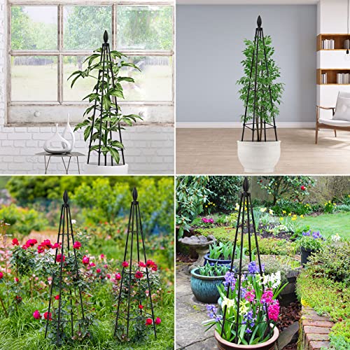 2 Packs Garden Trellis for Climbing Plants Outdoor, deaunbr Plant Support Tower Obelisk Trellis Garden Trellises for Vines, Flowers Stands, Indoor Potted Plants, Rose, Cucumber, Pea, Tomato, Clematis