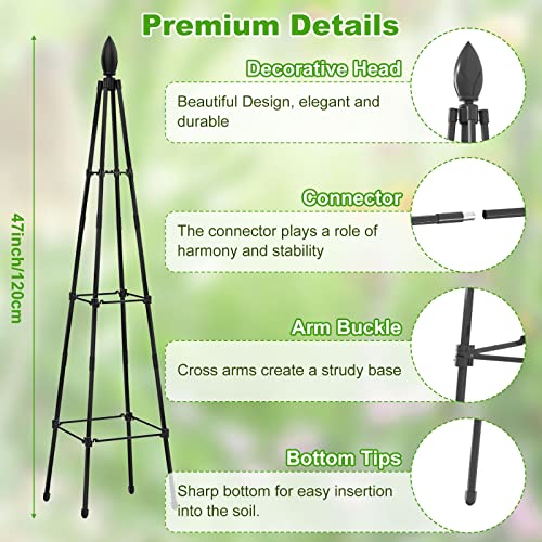 2 Packs Garden Trellis for Climbing Plants Outdoor, deaunbr Plant Support Tower Obelisk Trellis Garden Trellises for Vines, Flowers Stands, Indoor Potted Plants, Rose, Cucumber, Pea, Tomato, Clematis