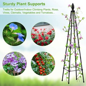 2 Packs Garden Trellis for Climbing Plants Outdoor, deaunbr Plant Support Tower Obelisk Trellis Garden Trellises for Vines, Flowers Stands, Indoor Potted Plants, Rose, Cucumber, Pea, Tomato, Clematis