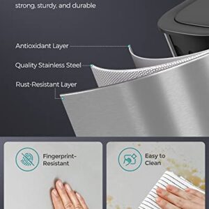 SONGMICS Motion Sensor Trash Can, 13 Gallon Automatic Garbage Can with Soft-Close Lid and Bag Retainer Ring, Stainless Steel, Touchless Kitchen Trash Bin, 15 Trash Bags Included, Silver ULTB610E50