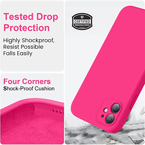 Vooii Compatible with iPhone 11 Case, Upgraded Liquid Silicone with [Square Edges] [Camera Protection] [Soft Anti-Scratch Microfiber Lining] Phone Case for iPhone 11 6.1 inch - Hot Pink