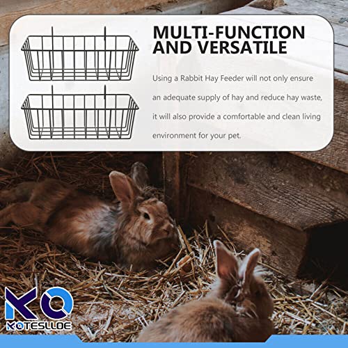 Hay Feeder for Rabbit, Guinea Pig, Bunny, Chinchilla, Heavy-Duty Metal Frame Hay Feeder, Small Animal Basket with Hook Metal Grass Holder Black