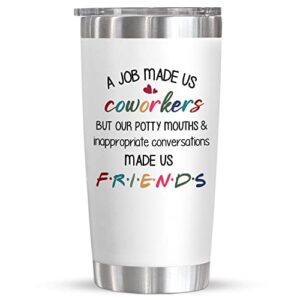 teezwonder funny gifts for coworkers, friends, females, work bestie gifts for women, thoughtful best friends, office appreciation, thank you gift for coworkers, 20 oz stainless steel tumbler