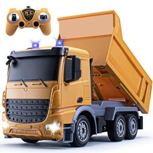 ticttga gifts for 5 year old boy kids rc truck for 5 year old boys remote control construction trucks for boys age 4-7 rc dump truck toy trucks for boys age 4-7 2.4ghz with led lights