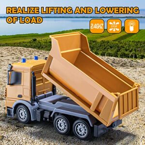 TICTTGA Gifts for 5 Year Old boy Kids rc Truck for 5 Year Old Boys Remote Control Construction Trucks for Boys Age 4-7 rc Dump Truck Toy Trucks for Boys Age 4-7 2.4Ghz with LED Lights