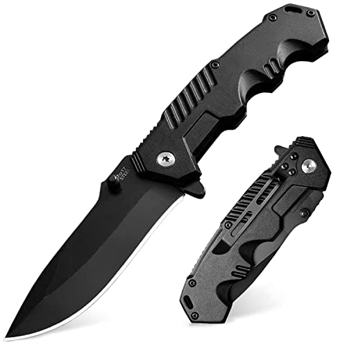 Pocket Knife for Men, Folding Knife with Clip, EDC Pocket Knives with Flipper Open and Liner Lock, Sharp Tactical Knife for Outdoor Survival Camping Hunting Fishing, Cool Knifes for Dad, Mens Gift