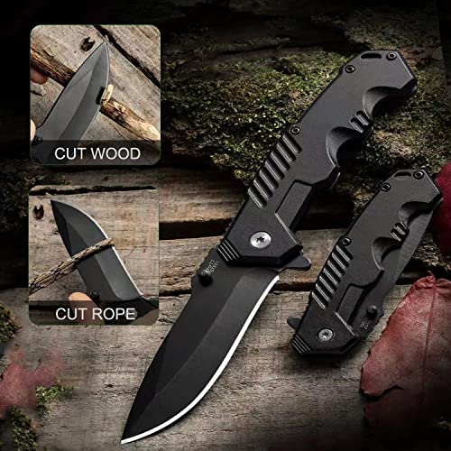 Pocket Knife for Men, Folding Knife with Clip, EDC Pocket Knives with Flipper Open and Liner Lock, Sharp Tactical Knife for Outdoor Survival Camping Hunting Fishing, Cool Knifes for Dad, Mens Gift