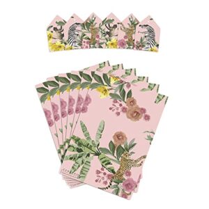 CENTRAL 23 Floral Wrapping Paper - 6 Sheets Pink Gift Wrap With Tags - Jungle Tropical Flowers - For Birthday Wedding Anniversary Wrap - Recyclable