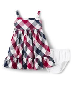 gymboree,sleeveless dress,red/blue woven - baby,6-9 months