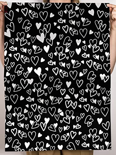 CENTRAL 23 Black Wrapping Paper - For Birthday Anniversary Valentine - 6 Sheets Gift Wrap - Heart Wrapping Paper - For Men Women Him Her - Recyclable