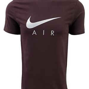 Nike Men's Swoosh Air Metallic Graphic Tee (Medium, Chocolate/Silver)