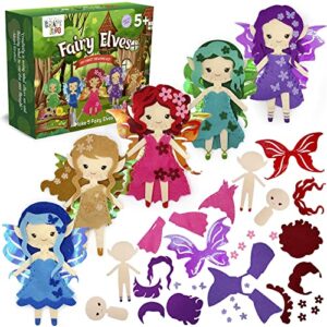 craftiloo fairy elves sewing kit for kids, fun and educational fairytale craft set for boys and girls age 7-12, sew your own felt fairy craft kit for beginners (garden rainbow fairies kit)