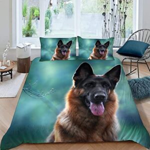 quilt cover twin size german shepherd 3d bedding sets shepherd dog duvet cover breathable hypoallergenic stain wrinkle resistant microfiber with zipper closure,beding set with 2 pillowcase