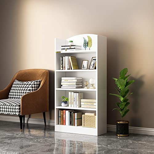 ALISENED 5 Shelf Bookcase, 47" Wood Tall Bookshelf and Bookshelves, Multifunctional Storage Organizer Shelving for Bedroom Library Living Room Home Office, White