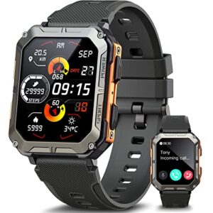 meoonley military rugged smartwatch for men,sport watch with answer/make call ip68 1.83 inch fitness tracker pedometer spo2 for outdoor enthusiasts