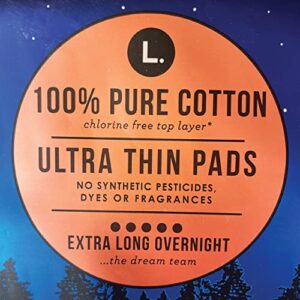 L. Chlorine Free Ultra Thin Overnight Absorbency Pads with Wings, 48 Count x 2 Packs (96 Count Total)