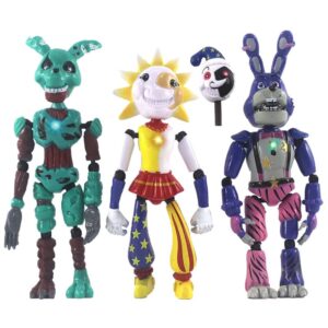 3-piece fnaf game-inspired action figures set - bonnie bear, security breach, sundrop doll - movable joints pvc model toys & gifts
