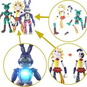 3-Piece FNAF Game-Inspired Action Figures Set - Bonnie Bear, Security Breach, Sundrop Doll - Movable Joints PVC Model Toys & Gifts