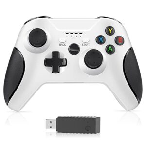 asuncell wireless controller for xbox one xbox series x|s gamepad wireless video wireless controller with dual vibration game controller wireless xbox usb gamepad joypad controller with windows7/8/10/11，white