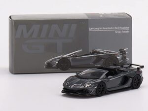 lambo svj roadster griglo telesto dark gray limited edition to 4200 pcs worldwide 1/64 diecast model car by true scale miniatures mgt00425