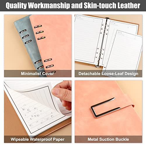 SUPHIKE Reusable Notebooks - Stone Paper Waterproof Spiral Notebooks, A5 Wirebound Ruled Sketch Book Notepad Diary Memo Planner with 1 Erasable Pen & 1 Microfiber Cloth Included (9.05''×6.69'')