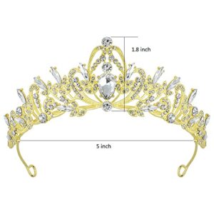 Gold Tiaras for Women, Tiaras for Wedding Prom Tiaras and Crowns for Women Tiara Headband Tiara for Pageant, Birthday Tiara Princess Tiara, Tiaras for Bridal Party, Queen Tiara Crown for Women Girls Crystal Headband Tiaras for Halloween Costume Cosplay Gi