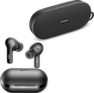 tozo a2 mini wireless earbuds bluetooth 5.3 in ear light-weight headphones & tozo pa1 bluetooth speaker with 20w stereo sound, long playtime ipx7 waterproof portable wireless speaker