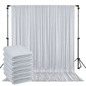 nssonben wrinkle free 30ft×10ft silver grey backdrop curtain for party wedding 6 panels 5ft×10ft silver grey polyester curtain for backdrop drapes deco birthday baptism photography home