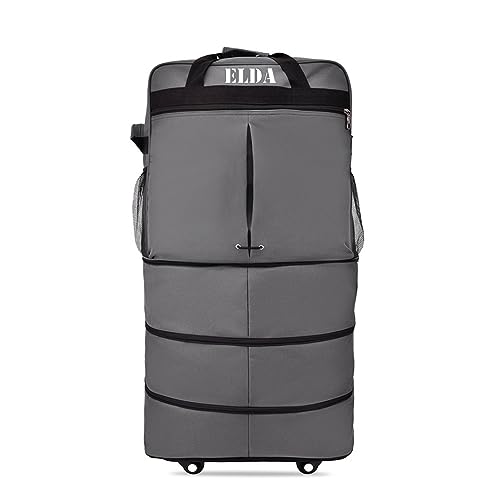 ELDA Expandable Foldable Luggage Suitcase Rolling Duffel Bag Travel Bag for Men Women Lightweight Suitcase Large Capacity Luggage with Universal Spinner Wheels