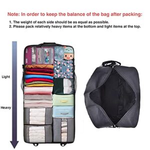 ELDA Expandable Foldable Luggage Suitcase Rolling Duffel Bag Travel Bag for Men Women Lightweight Suitcase Large Capacity Luggage with Universal Spinner Wheels