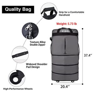 ELDA Expandable Foldable Luggage Suitcase Rolling Duffel Bag Travel Bag for Men Women Lightweight Suitcase Large Capacity Luggage with Universal Spinner Wheels