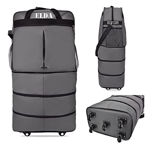 ELDA Expandable Foldable Luggage Suitcase Rolling Duffel Bag Travel Bag for Men Women Lightweight Suitcase Large Capacity Luggage with Universal Spinner Wheels