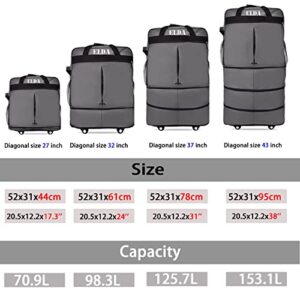 ELDA Expandable Foldable Luggage Suitcase Rolling Duffel Bag Travel Bag for Men Women Lightweight Suitcase Large Capacity Luggage with Universal Spinner Wheels