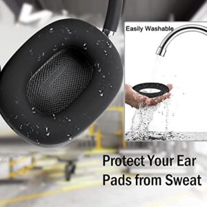 SOULWIT Silicone Ear Pads Cover Protector for AirPods Max Headphones Cushions, Sweatproof, Easily Washable, Rugged Durability - Black