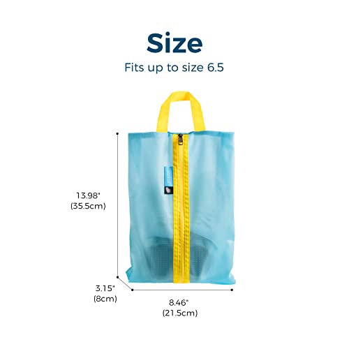 pack all Water Resistant Kids Shoe Bag for Travel, Storage Organizer Shoe Pouch with Zipper, Cute for Girls, Boys,Toddlers（Blue)