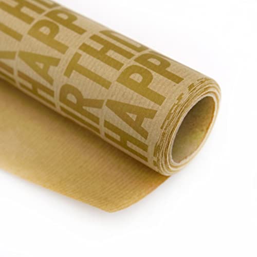 Blavermant Birthday Wrapping Paper, Kraft Gift Wrapping Paper Roll - Birthday Theme Design Great for Birthday, Party, Baby Shower Wrap - 17" X 32.8ft