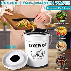 AOSION Compost Bin Kitchen Counter,1.0Gallon Indoor Compost Bin with Lid,Compost Bucket Countertop Composter Container with 3pcs Charcoal Filters,Non-Slip Mat,Drainage Mat,Compost Pail Food Waste Bin