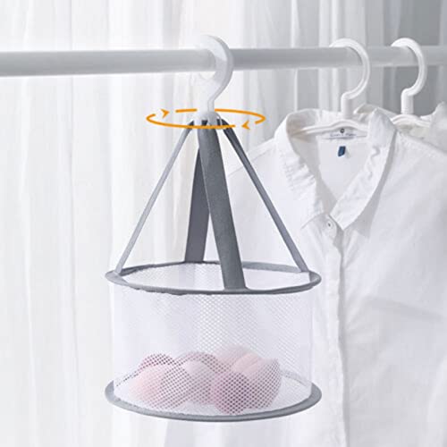 Cbhfmljd 2* Hanging Mesh Drying Rack Basket Portable Mesh Shower Makeup Organizer W/Cover, Mini Mesh Shower Dry Basket, Beauty Sponge Blender, Windproof Airing Drip Dryer Rack for Bathroom, Laundry