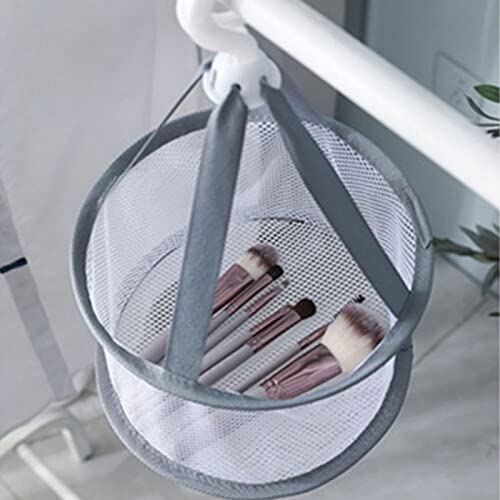 Cbhfmljd 2* Hanging Mesh Drying Rack Basket Portable Mesh Shower Makeup Organizer W/Cover, Mini Mesh Shower Dry Basket, Beauty Sponge Blender, Windproof Airing Drip Dryer Rack for Bathroom, Laundry