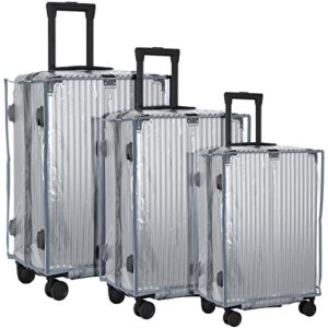sadnyy 3 pieces clear luggage cover pvc suitcase luggage cover protector waterproof cover for luggage tsa approved luggage cover, 24 inches, 28 inches, 30 inches (gray)