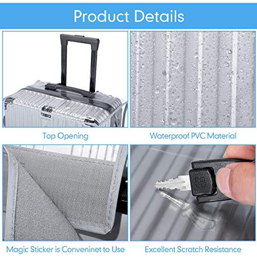 Sadnyy 3 Pieces Clear Luggage Cover PVC Suitcase Luggage Cover Protector Waterproof Cover for Luggage TSA Approved Luggage Cover, 24 Inches, 28 Inches, 30 Inches (Gray)