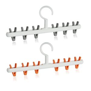oeacc 2 pack windproof sock clips hanger, pp plastic anti-tangle clothes drying rack with 360° swivel hook and strong clips for drying and organize underwear, socks, hats, scarves, pants